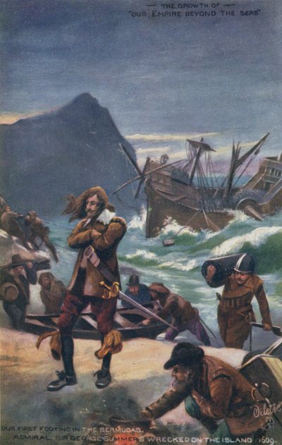 Admiraal Sir George Summers Schipbreuk op Bermuda, 1609 door English School