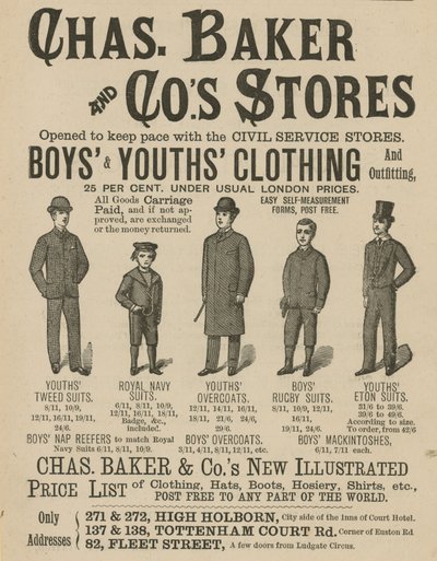 Advertentie voor Chas Baker & Co