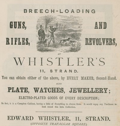 Advertentie voor Edward Whistler, 11 Strand, Londen door English School