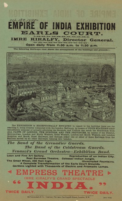 Advertentie voor Empire of India Tentoonstelling, Earls Court door English School