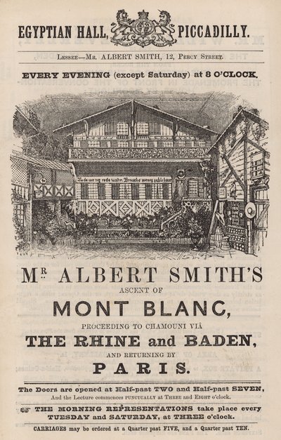 Advertentie voor optreden van Mr Albert Smith in de Egyptian Hall door English School