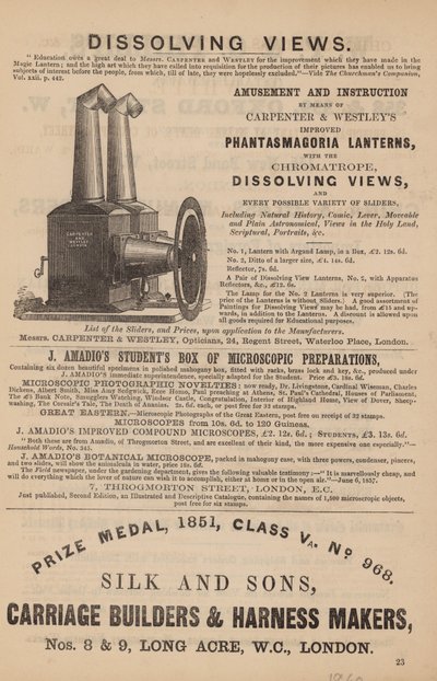 Advertentie voor Phantasmagoria Lantaarns door English School