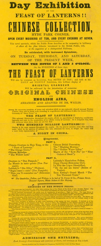 Advertentie voor The Chinese Collection, Hyde Park Corner, Piccadilly, Londen door English School