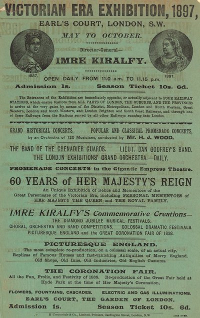 Advertentie voor Victorian Era Tentoonstelling, 1897, bij Earls Court door English School