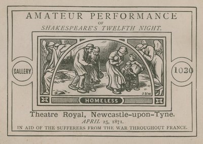 Advertentie voor een amateurvoorstelling van Shakespeares Twelfth Night door English School