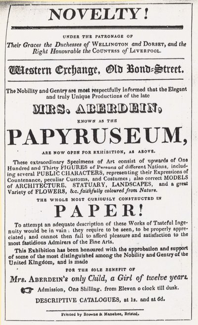 Advertentie voor een tentoonstelling van het Papyruseum door English School