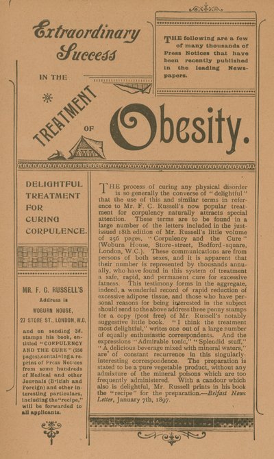 Advertentie voor behandeling van obesitas door English School