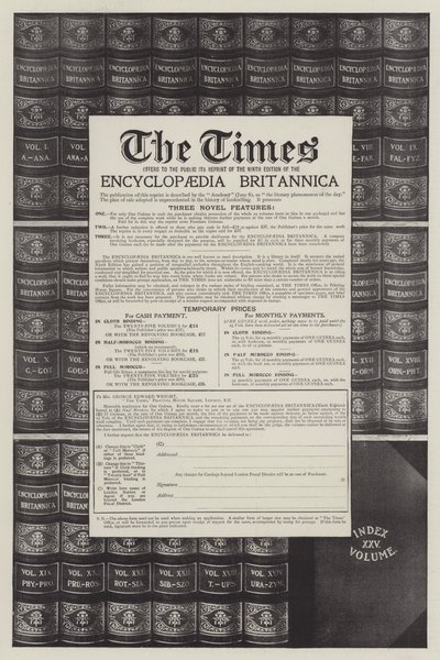 Advertentie, Encyclopaedia Britannica (gravure) door English School