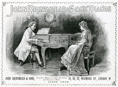 Advertentie, John Brinsmead and Sons Pianos, Illustratie voor The Graphic, 4 juli 1891 (gravure) door English School