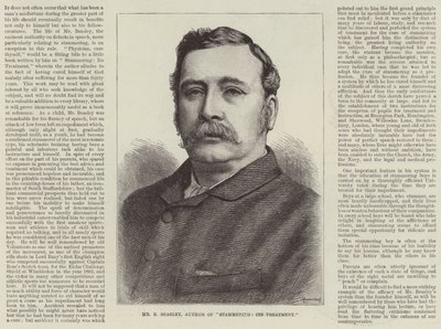 Advertentie, Mr B Beasley, auteur van "Stotteren, de behandeling ervan" (gravure) door English School