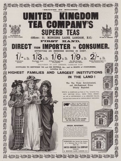 Advertentie, United Kingdom Tea Company (gravure) door English School