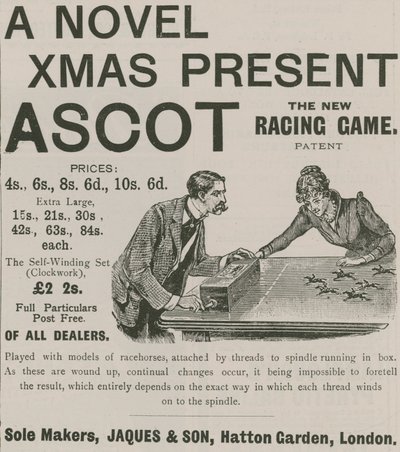 Advertentie voor Ascot - het nieuwe racespel door English School