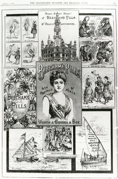 Advertentie voor Beechams Pills, de Rozenknop van Gezondheid, 1890 door English School