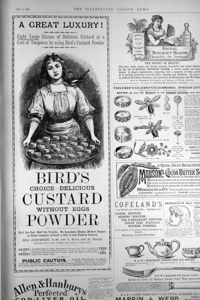 Advertentie voor Birds Custard Powder, uit The Illustrated London News, 1 september 1886 door English School