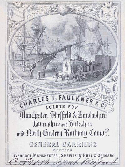 Advertentie voor Charles T Faulkner and Company, agenten voor spoorwegmaatschappijen door English School