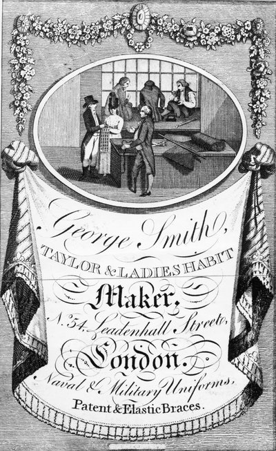 Advertentie voor George Smith, Taylor en Ladies Habit Maker door English School