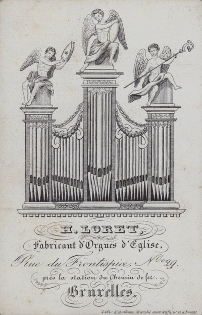 Advertentie voor H Loret, maker van kerkorgels, Brussel, België door English School