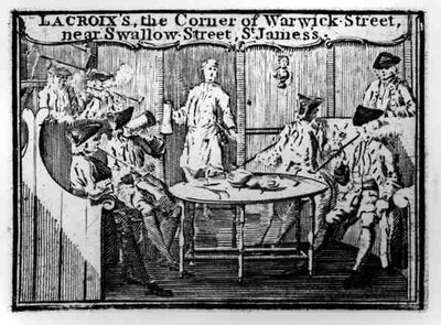 Advertentie voor Lacroixs, de hoek van Warwick Street, nabij Swallow Street, St Jamess door English School