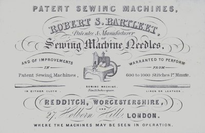 Advertentie voor Robert S Bartleet naaimachines door English School