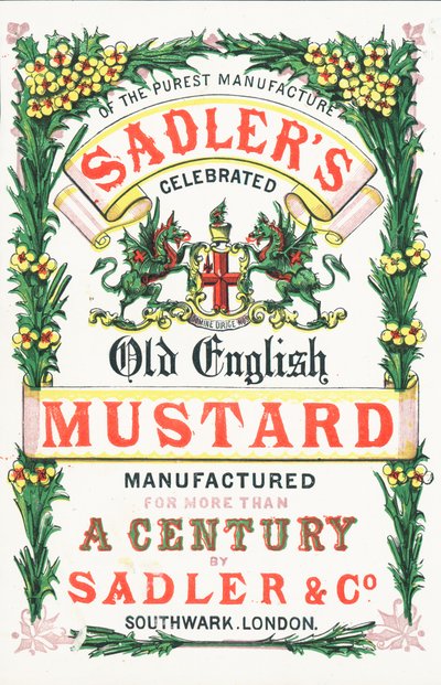 Advertentie voor Sadlers Old English Mustard door English School