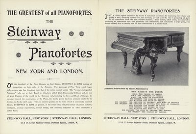 Advertentie voor Steinway piano