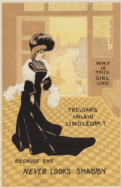 Advertentie voor Treloars Ingelegd Linoleum door English School