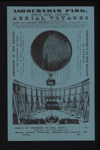 Advertentie voor verankerde ballonvaarten vanuit Ashburnham Park, King