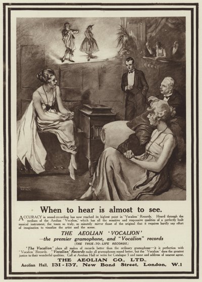 Advertentie voor de Aeolian Vocalion grammofoon door English School