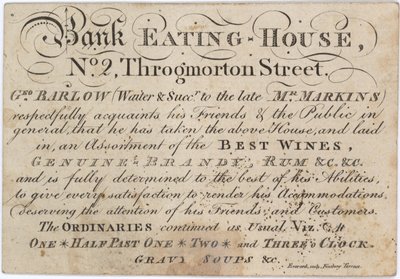 Advertentie voor het Bank Eating House door English School