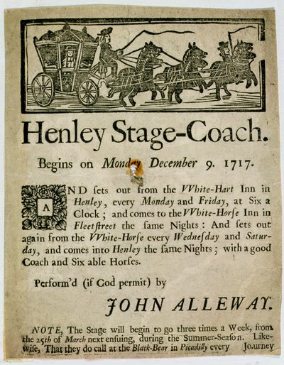 Advertentie voor de Henley Postkoets, 1717 door English School
