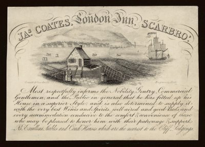 Advertentie voor de London Inn, Scarborough, Yorkshire (gravure) door English School