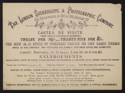 Advertentie voor de London Stereoscopic and Photographic Company door English School