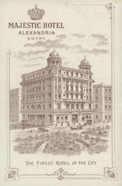 Advertentie voor het Majestic Hotel, Alexandrië, Egypte door English School