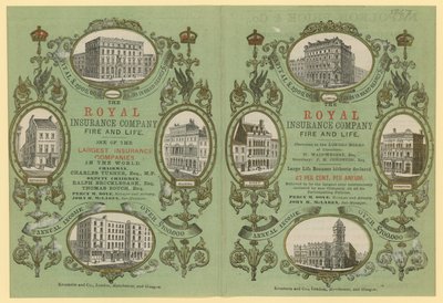Advertentie voor de Royal Insurance Company door English School