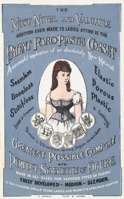 Advertentie voor het patent Poro-Plastic korset door English School