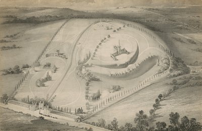 Luchtfoto van een onbekende begraafplaats door English School