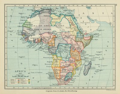 Afrika (kleurenlitho) door English School