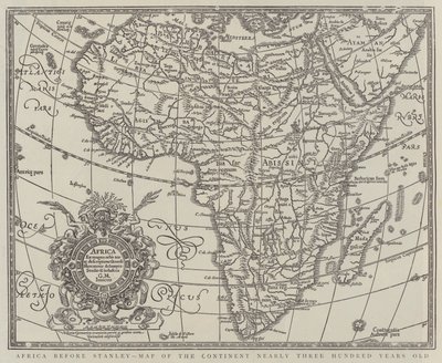 Afrika voor Stanley, Kaart van het Continent bijna Driehonderd Jaar Oud (gravure) door English School