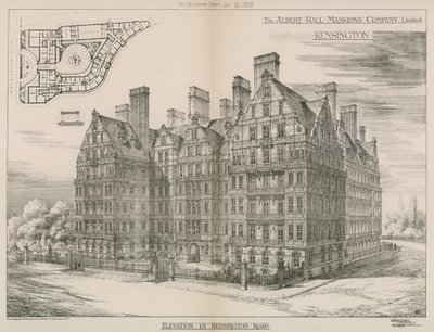 Albert Hall Mansions, Kensington, Londen door English School