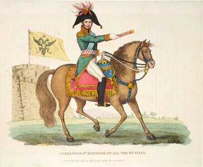 Alexander I, Keizer van Alle Russen, uitgegeven door Richard Evans, gegraveerd door Romney, illustratie uit Een Historisch Verslag van de Slag bij Waterloo door William Mudford, 1816 door English School