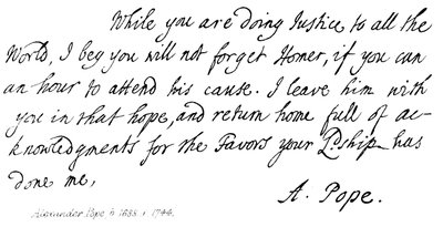 Alexander Pope (1688-1744), brief aan Graaf Halifax, 1714 door English School