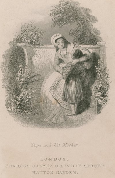 Alexander Pope als jongen met zijn moeder door English School
