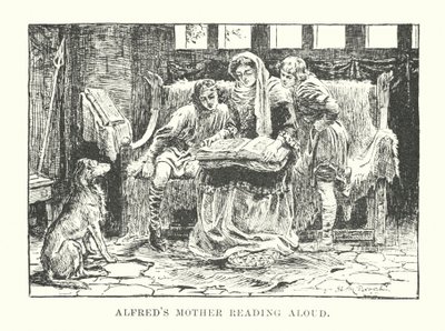 Alfreds moeder leest voor (gravure) door English School