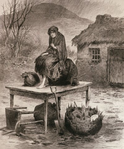 Alles wat overblijft: Scène bij een uitzetting in Mayo, naar een schets van Claude Byrne, uit 