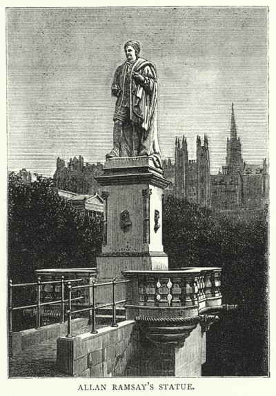 Standbeeld van Allan Ramsay (gravure) door English School