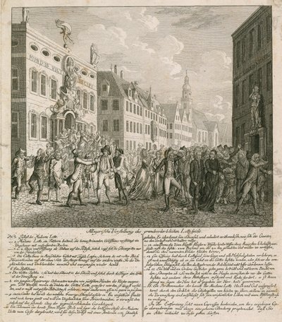 Allegorische voorstelling van de grote loterijillusie door English School