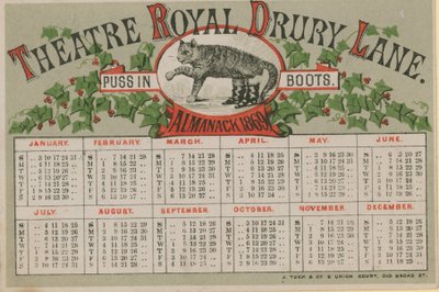 Almanak van 1869, uitgegeven door het Theatre Royal Drury Lane door English School