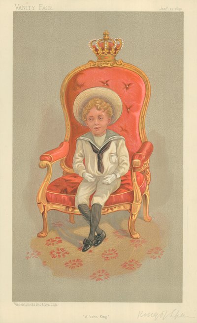 Alphonso VIII, de Koning van Spanje, Een Geboren Koning, 21 januari 1893, Vanity Fair cartoon door English School