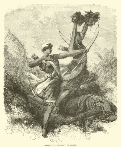 Amazones van Dahomey in gevecht door English School
