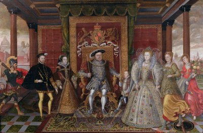Een allegorie van de Tudor-opvolging: De familie van Hendrik VIII, ca. 1589-95 door English School